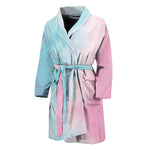 Teal Pink Liquid Marble Print Men's Bathrobe