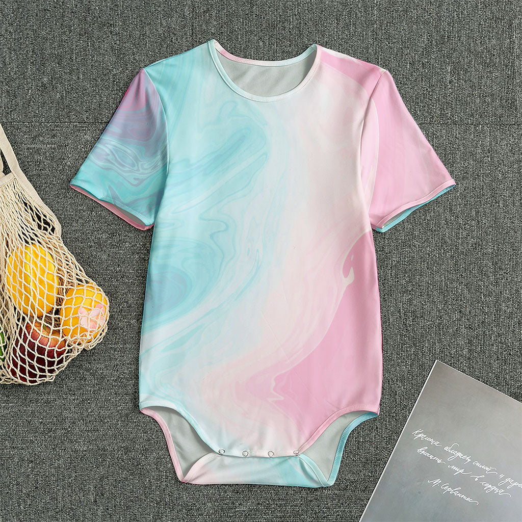 Teal Pink Liquid Marble Print Men's Bodysuit