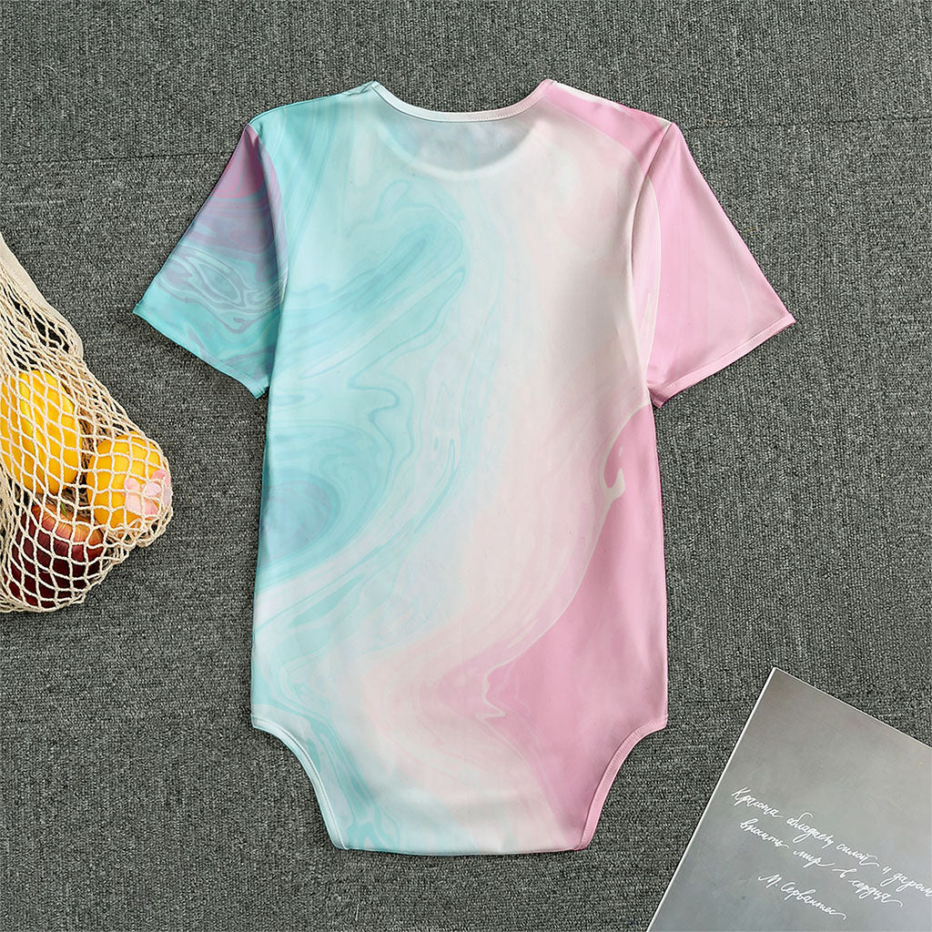 Teal Pink Liquid Marble Print Men's Bodysuit