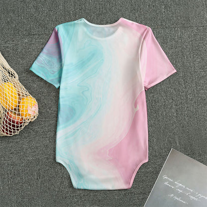 Teal Pink Liquid Marble Print Men's Bodysuit