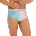 Teal Pink Liquid Marble Print Men's Briefs