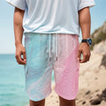 Teal Pink Liquid Marble Print Men's Cargo Shorts
