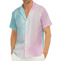 Teal Pink Liquid Marble Print Men's Deep V-Neck Shirt