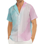 Teal Pink Liquid Marble Print Men's Deep V-Neck Shirt