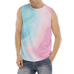 Teal Pink Liquid Marble Print Men's Fitness Tank Top