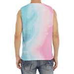 Teal Pink Liquid Marble Print Men's Fitness Tank Top