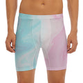 Teal Pink Liquid Marble Print Men's Long Boxer Briefs
