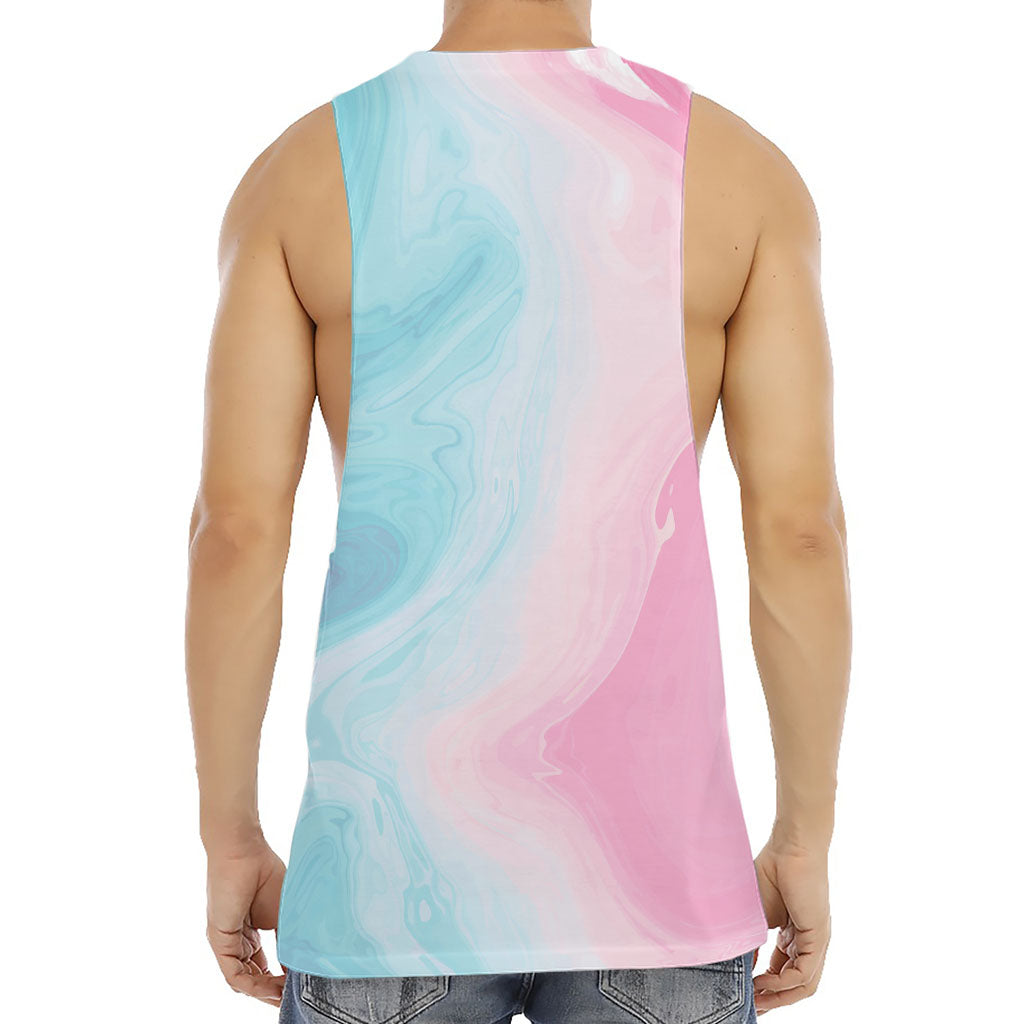 Teal Pink Liquid Marble Print Men's Muscle Tank Top