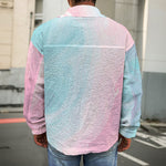 Teal Pink Liquid Marble Print Men's Shirt Jacket