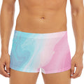 Teal Pink Liquid Marble Print Men's Short Boxer Briefs