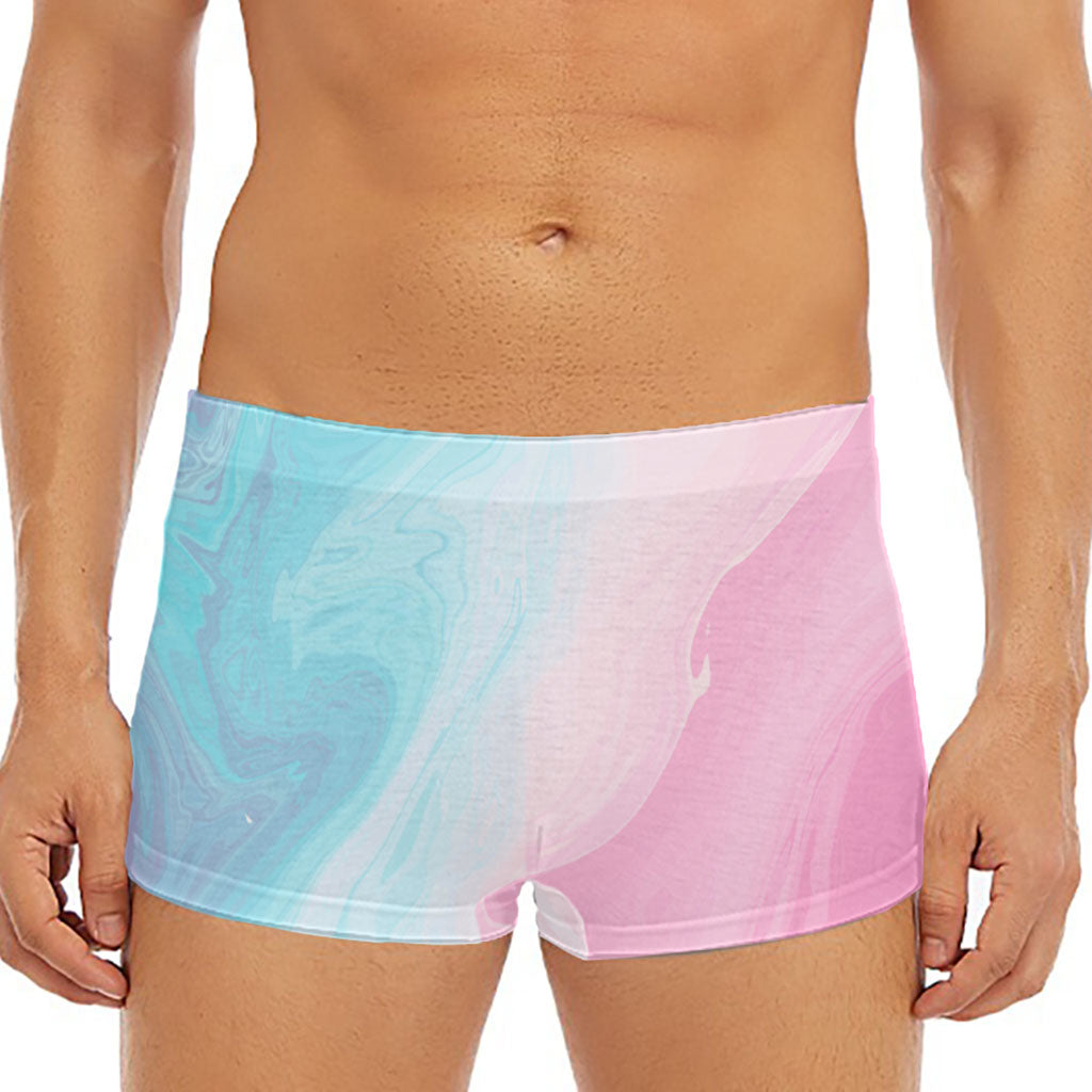 Teal Pink Liquid Marble Print Men's Short Boxer Briefs