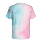Teal Pink Liquid Marble Print Men's Sports T-Shirt