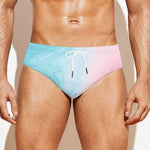 Teal Pink Liquid Marble Print Men's Swim Briefs