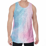 Teal Pink Liquid Marble Print Men's Velvet Tank Top