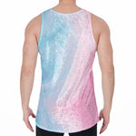 Teal Pink Liquid Marble Print Men's Velvet Tank Top