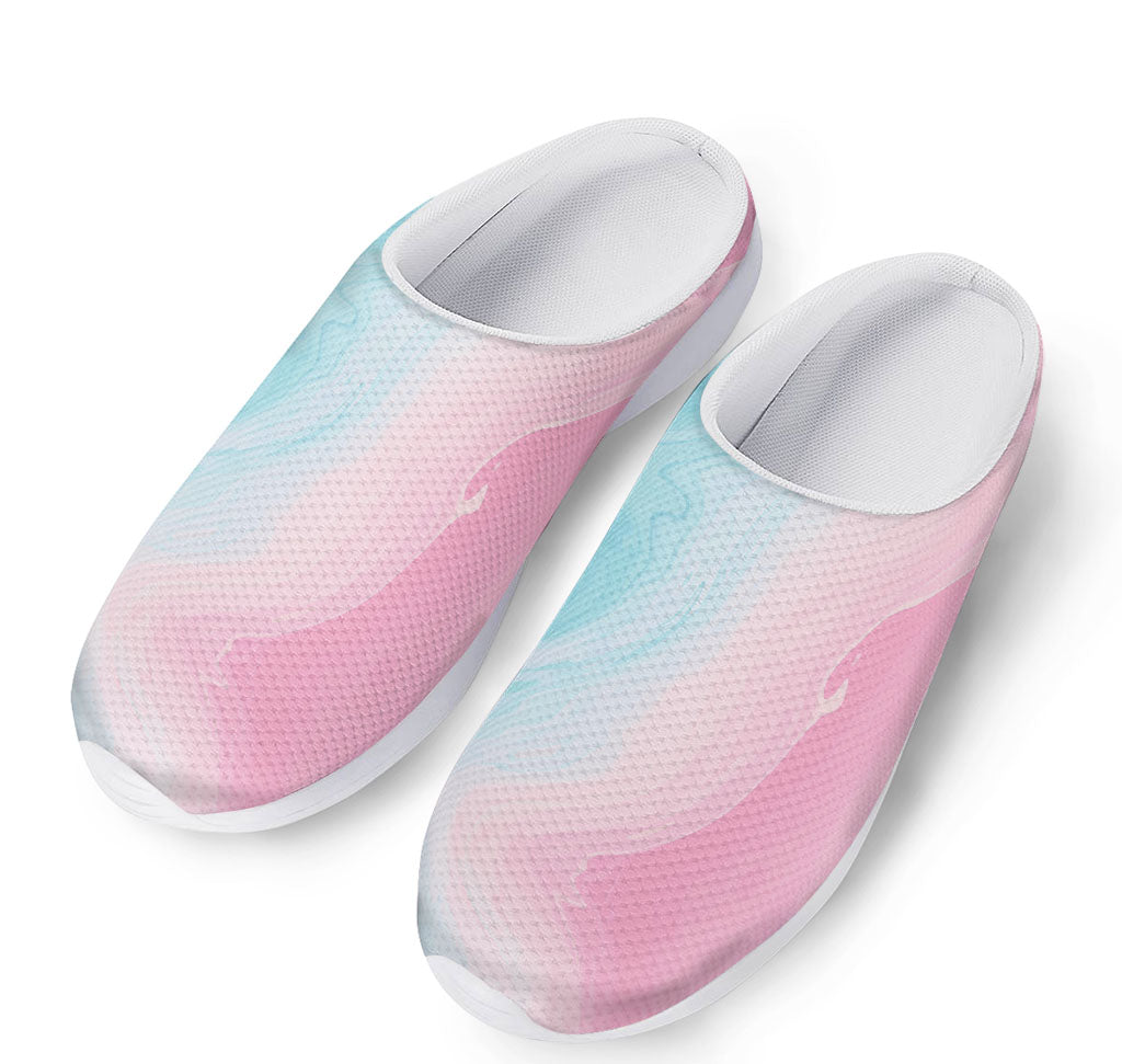 Teal Pink Liquid Marble Print Mesh Casual Shoes