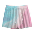 Teal Pink Liquid Marble Print Mesh Shorts