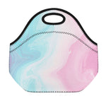 Teal Pink Liquid Marble Print Neoprene Lunch Bag