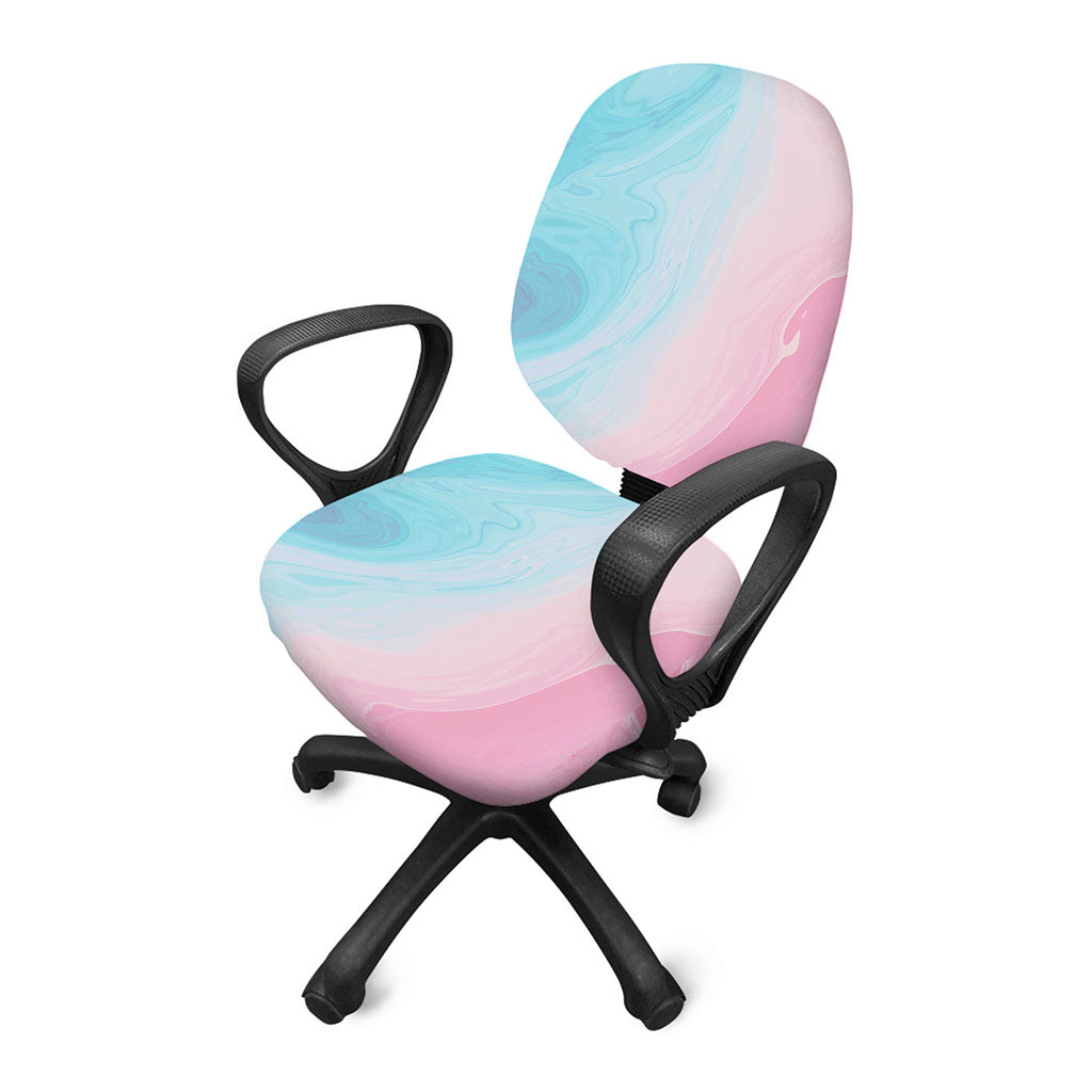 Teal Pink Liquid Marble Print Office Chair Cover