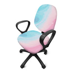Teal Pink Liquid Marble Print Office Chair Cover