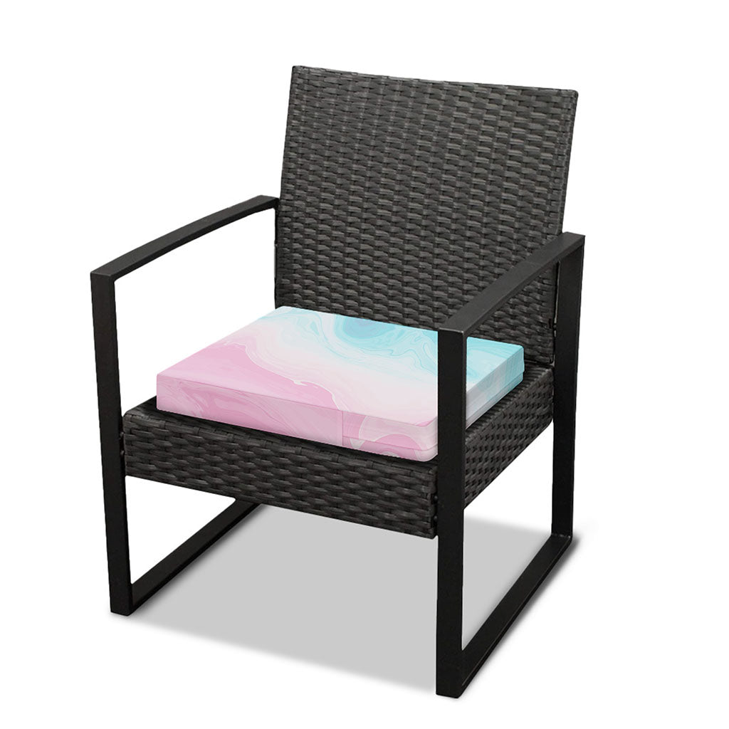 Teal Pink Liquid Marble Print Outdoor Seat Cushion Cover