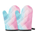 Teal Pink Liquid Marble Print Oven Mitts