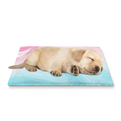 Teal Pink Liquid Marble Print Pet Cooling Mat Cover