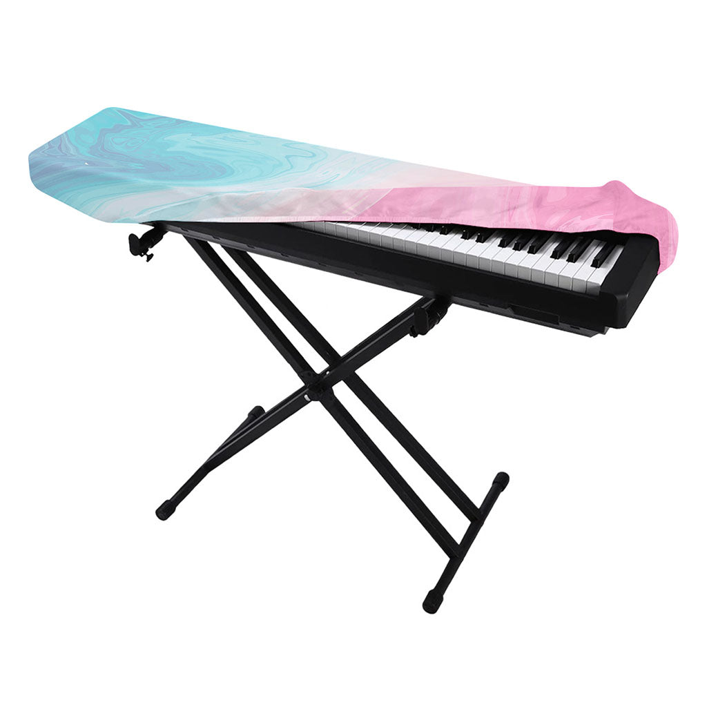 Teal Pink Liquid Marble Print Piano Keyboard Cover