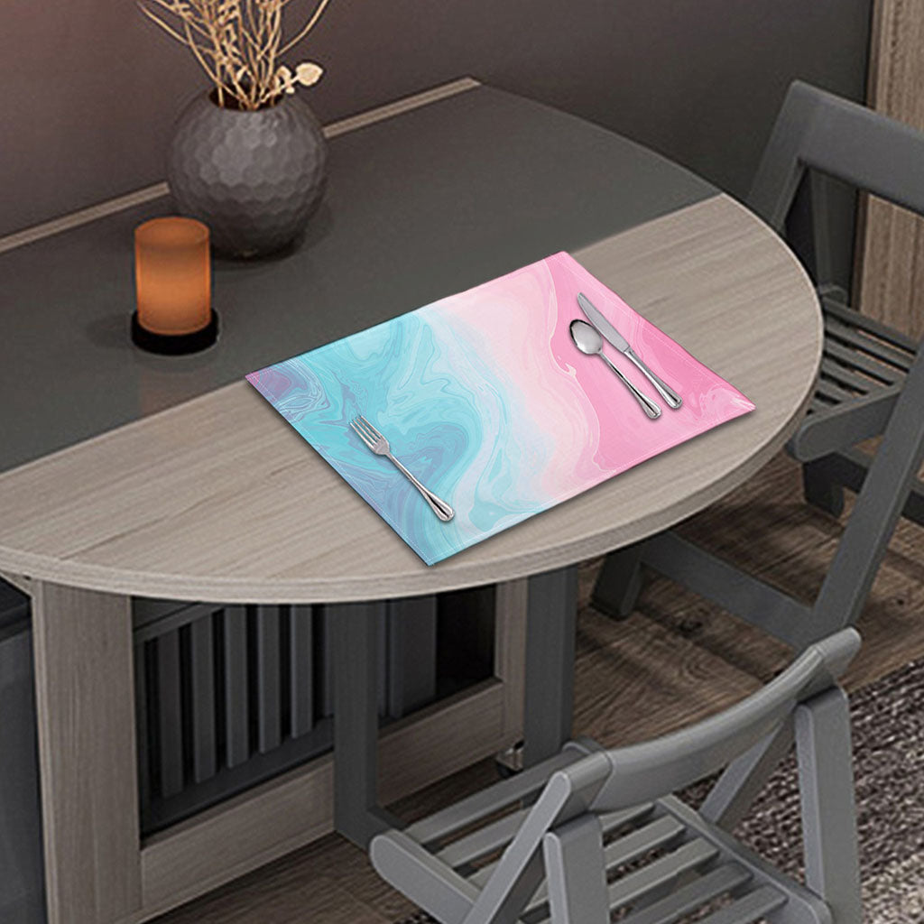 Teal Pink Liquid Marble Print Placemat