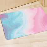 Teal Pink Liquid Marble Print Polyester Doormat