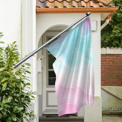 Teal Pink Liquid Marble Print Polyester Flag