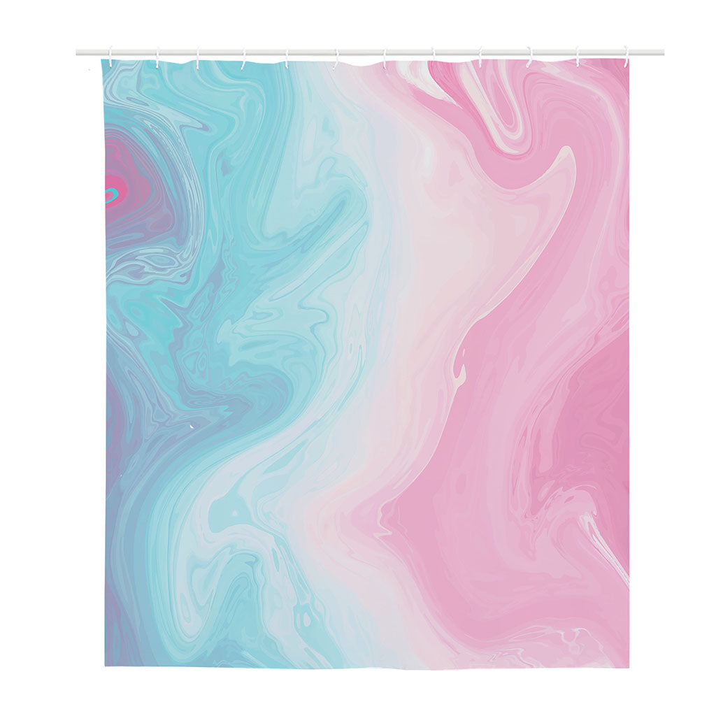 Teal Pink Liquid Marble Print Polyester Shower Curtain