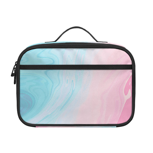 Teal Pink Liquid Marble Print Portable Lunch Bag