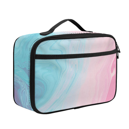 Teal Pink Liquid Marble Print Portable Lunch Bag
