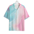 Teal Pink Liquid Marble Print Rayon Hawaiian Shirt