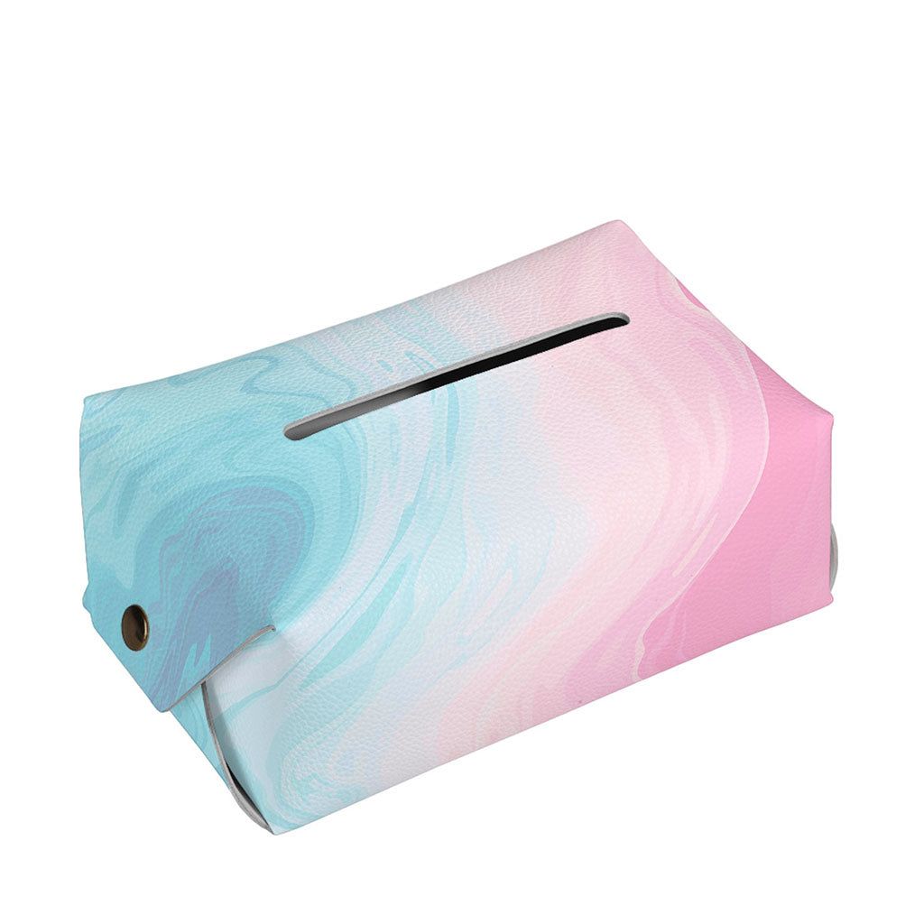 Teal Pink Liquid Marble Print Rectangle Tissue Box Cover
