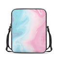 Teal Pink Liquid Marble Print Rectangular Crossbody Bag