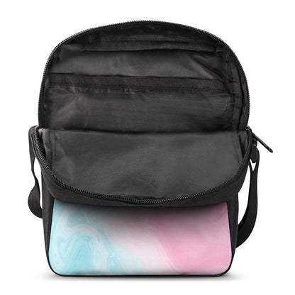 Teal Pink Liquid Marble Print Rectangular Crossbody Bag