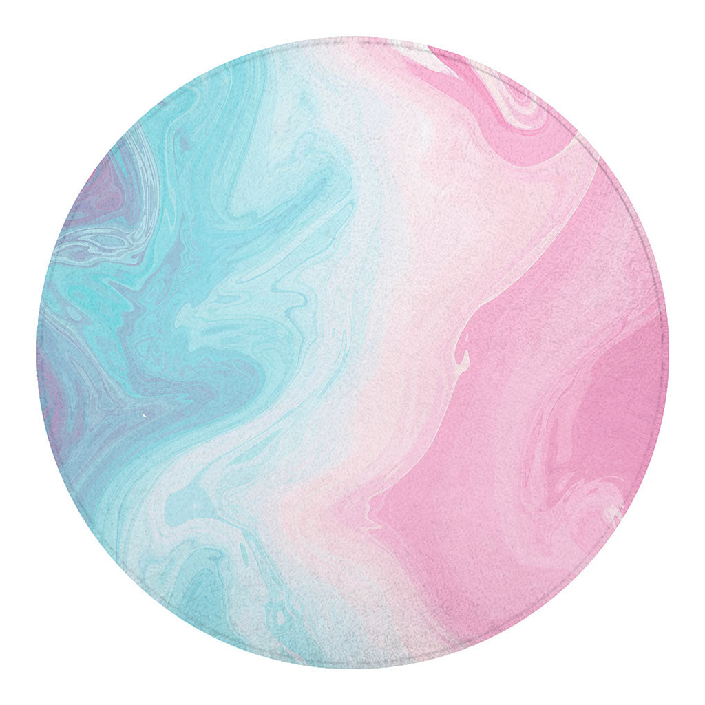 Teal Pink Liquid Marble Print Round Blanket