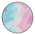 Teal Pink Liquid Marble Print Round Floor Mat