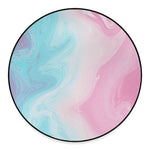 Teal Pink Liquid Marble Print Round Floor Mat