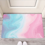 Teal Pink Liquid Marble Print Rubber Doormat