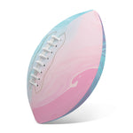 Teal Pink Liquid Marble Print Rugby Ball