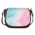 Teal Pink Liquid Marble Print Saddle Bag