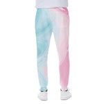 Teal Pink Liquid Marble Print Scuba Joggers