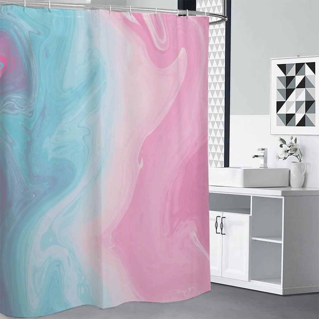 Teal Pink Liquid Marble Print Shower Curtain