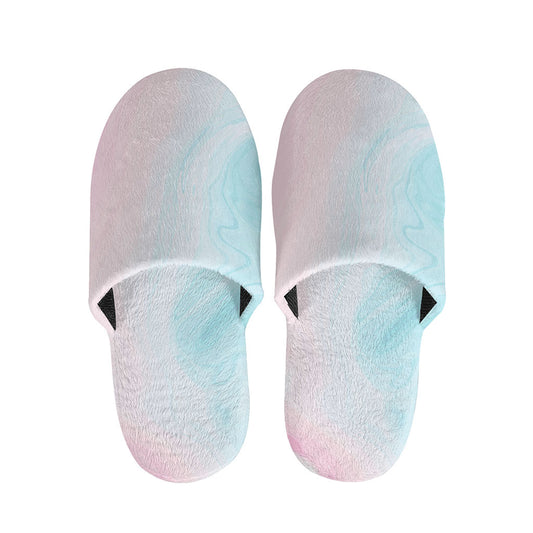 Teal Pink Liquid Marble Print Slippers