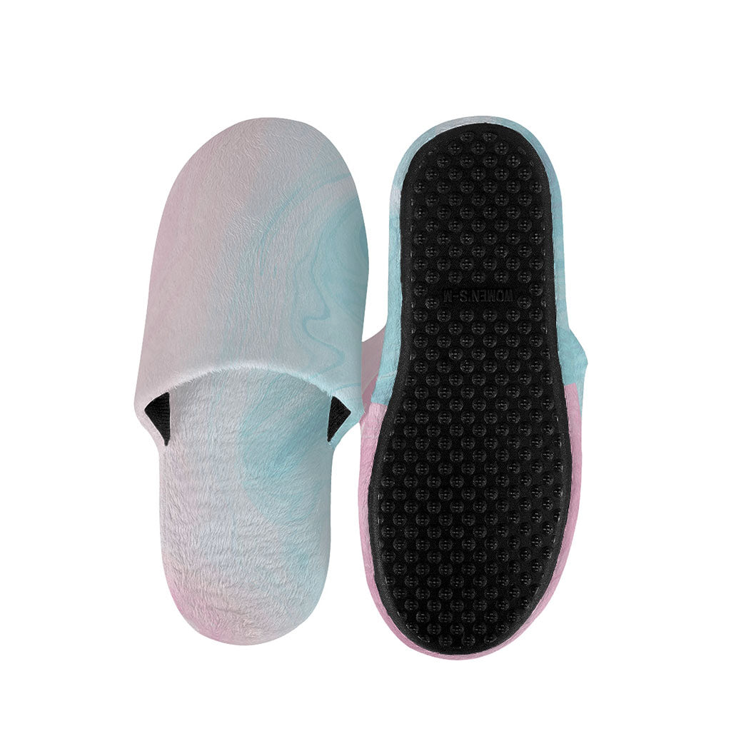Teal Pink Liquid Marble Print Slippers