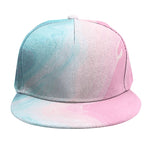 Teal Pink Liquid Marble Print Snapback Cap