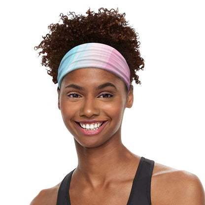 Teal Pink Liquid Marble Print Sports Headband